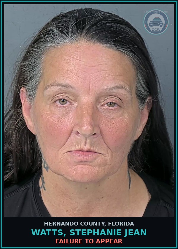 Booking mugshot of WATTS, STEPHANIE JEAN in Hernando County