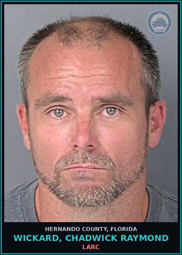 Booking mugshot of WICKARD, CHADWICK RAYMOND in Hernando County