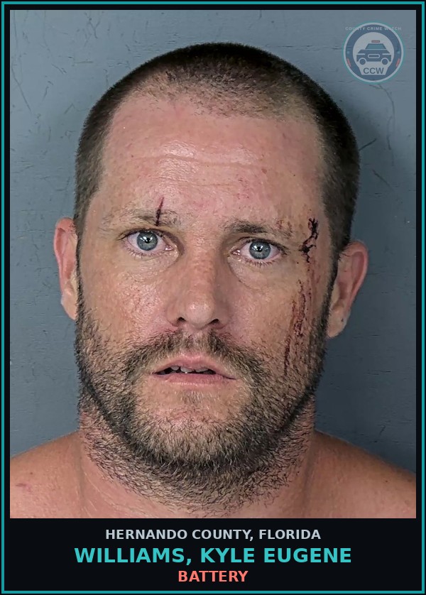 Booking mugshot of WILLIAMS, KYLE EUGENE in Hernando County