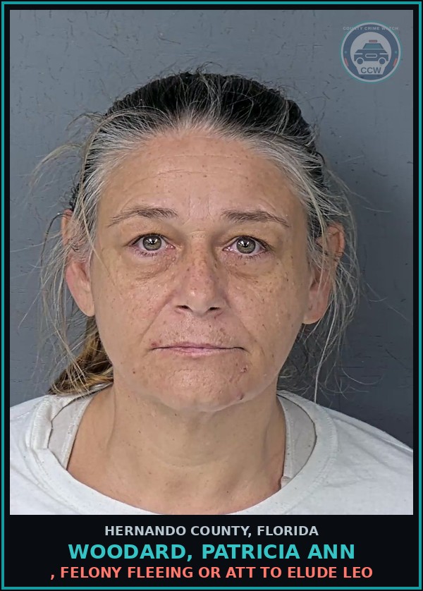 Booking mugshot of WOODARD, PATRICIA ANN in Hernando County