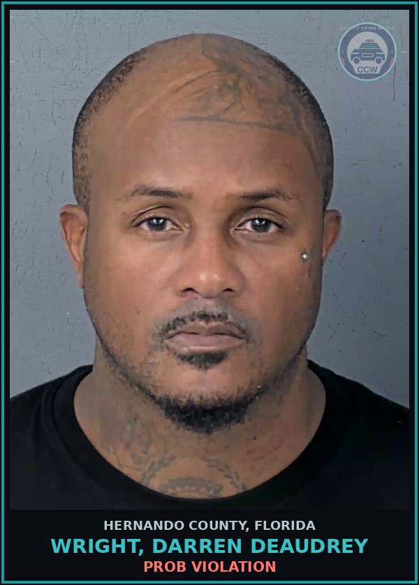 Booking mugshot of WRIGHT, DARREN DEAUDREY in Hernando County