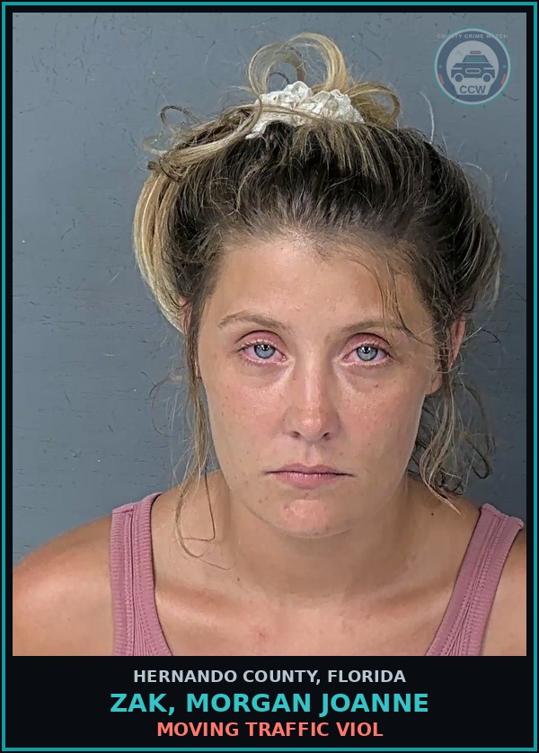 Booking mugshot of ZAK, MORGAN JOANNE in Hernando County