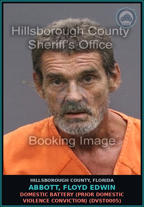 Booking mugshot of ABBOTT, FLOYD EDWIN in Hillsborough County