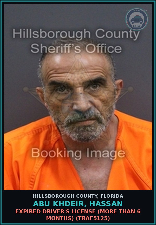 Booking mugshot of ABU KHDEIR, HASSAN in Hillsborough County