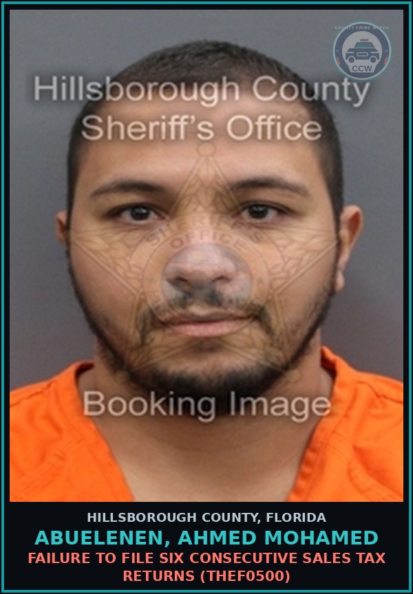 Booking mugshot of ABUELENEN, AHMED MOHAMED in Hillsborough County