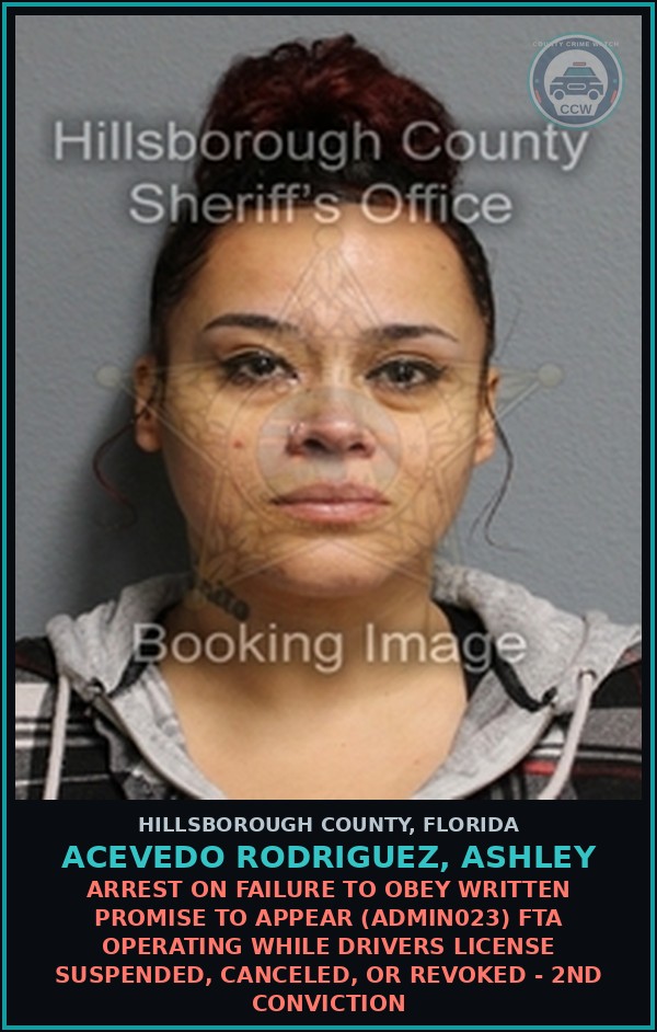 Booking mugshot of ACEVEDO RODRIGUEZ, ASHLEY in Hillsborough County