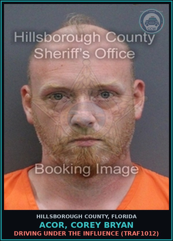 Booking mugshot of ACOR, COREY BRYAN in Hillsborough County