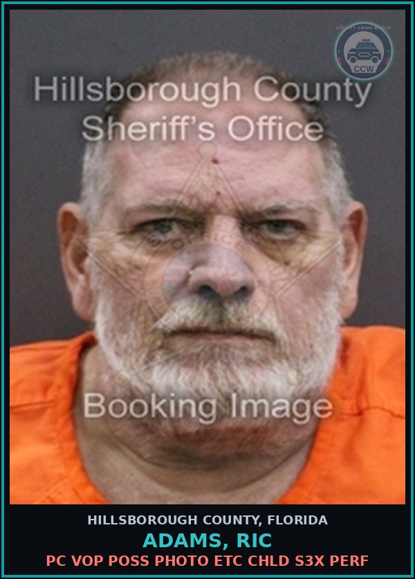 Booking mugshot of ADAMS, RIC in Hillsborough County