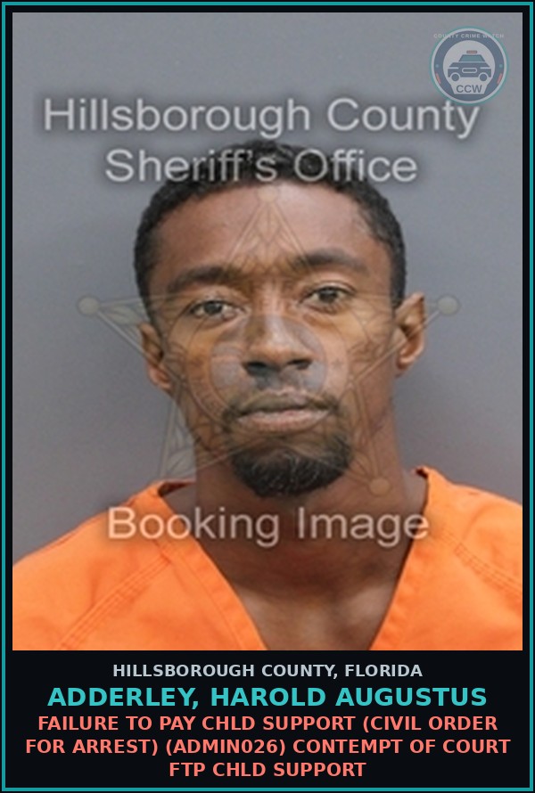 Booking mugshot of ADDERLEY, HAROLD AUGUSTUS in Hillsborough County