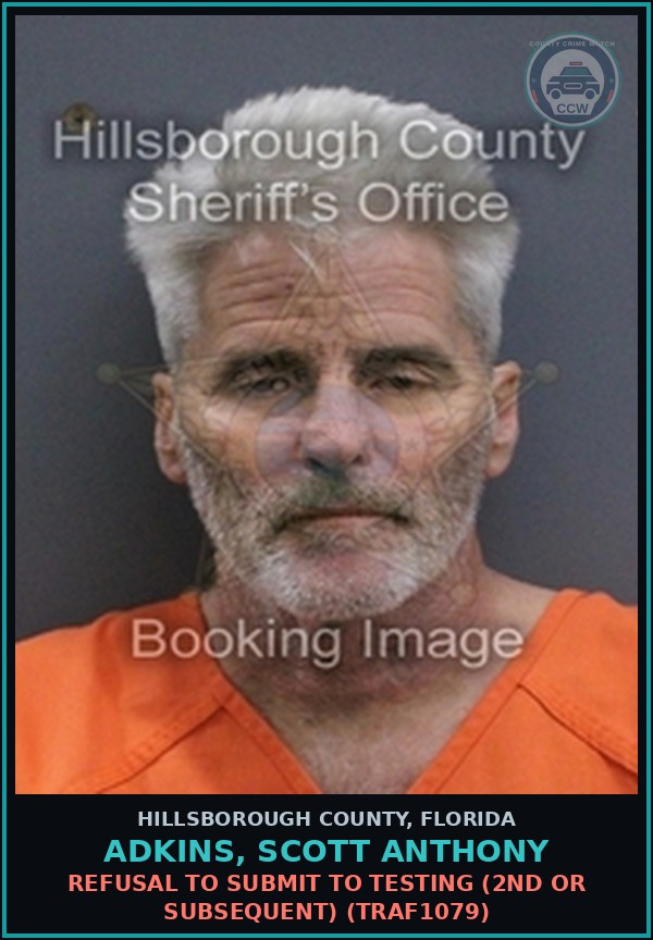 Booking mugshot of ADKINS, SCOTT ANTHONY in Hillsborough County
