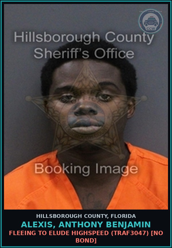 Booking mugshot of ALEXIS, ANTHONY BENJAMIN in Hillsborough County