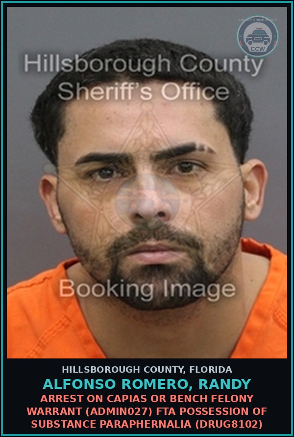 Booking mugshot of ALFONSO ROMERO, RANDY in Hillsborough County