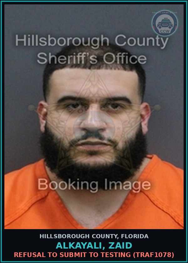 Booking mugshot of ALKAYALI, ZAID in Hillsborough County