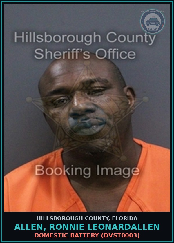 Booking mugshot of ALLEN, RONNIE LEONARDALLEN in Hillsborough County