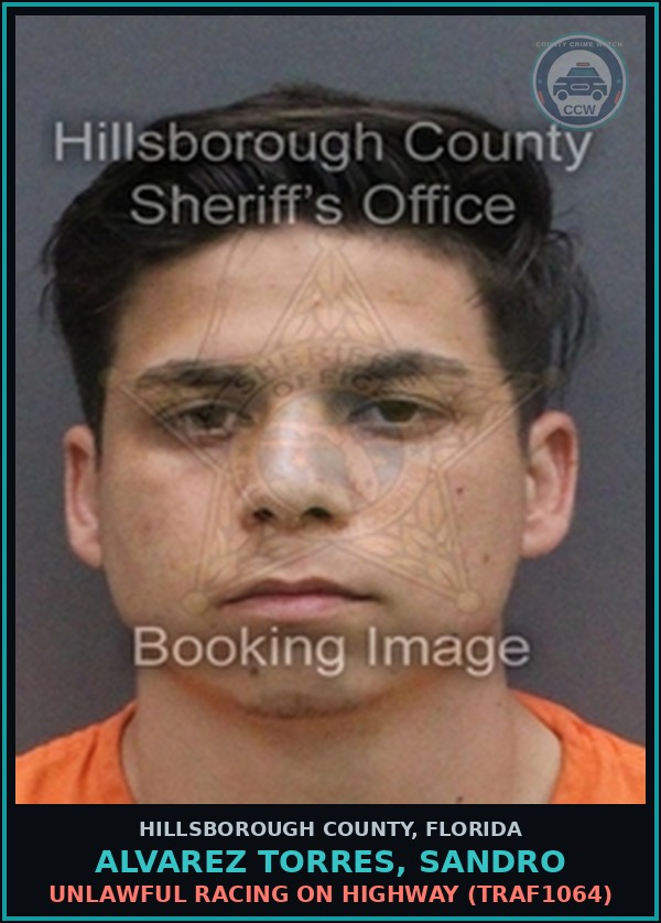 Booking mugshot of ALVAREZ TORRES, SANDRO in Hillsborough County