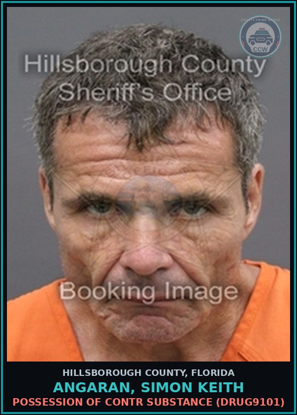 Booking mugshot of ANGARAN, SIMON KEITH in Hillsborough County