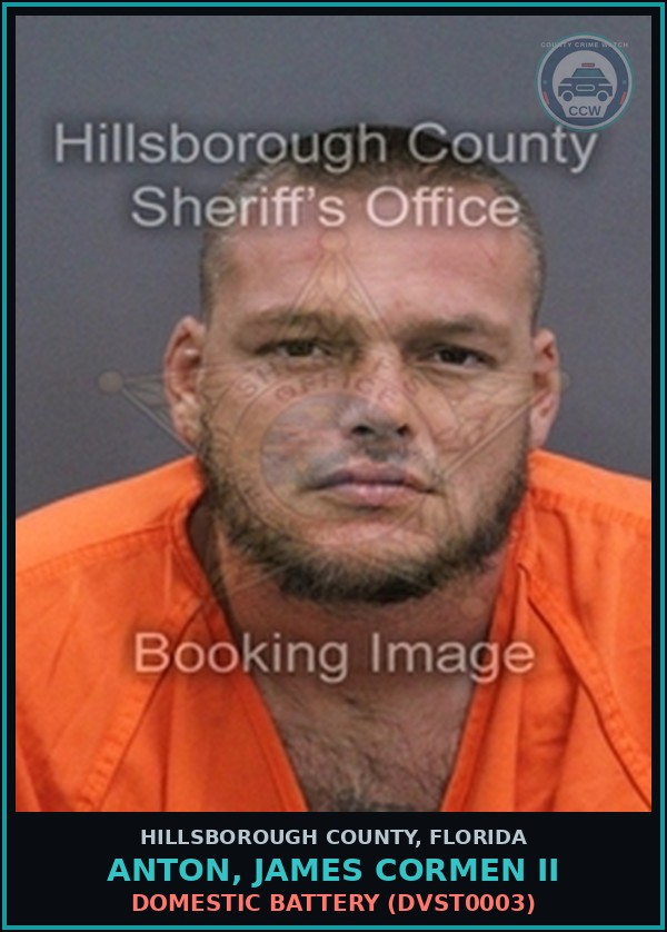 Booking mugshot of ANTON, JAMES CORMEN II in Hillsborough County