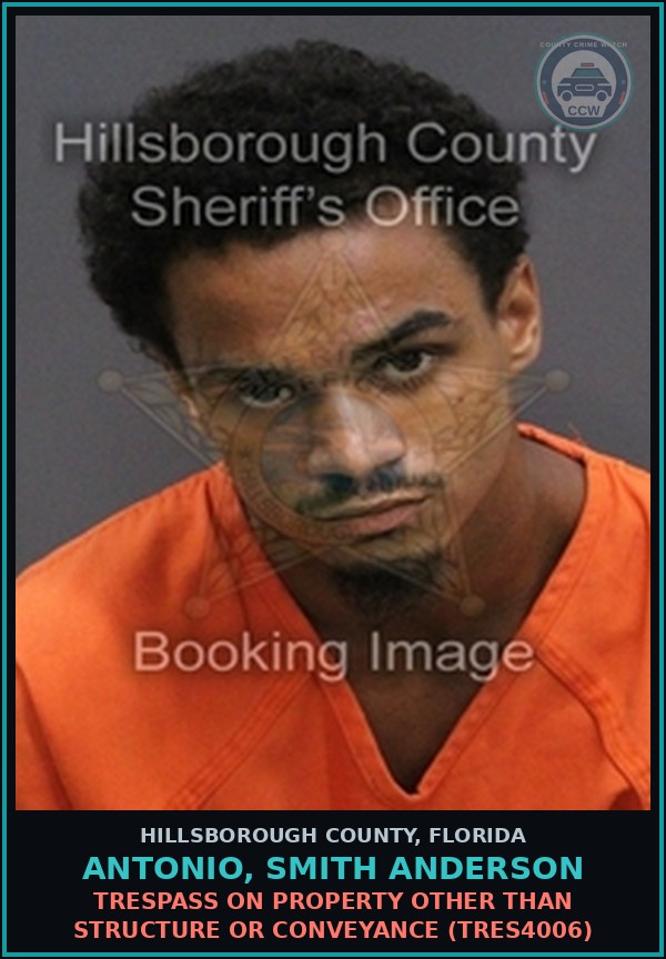 Booking mugshot of ANTONIO, SMITH ANDERSON in Hillsborough County