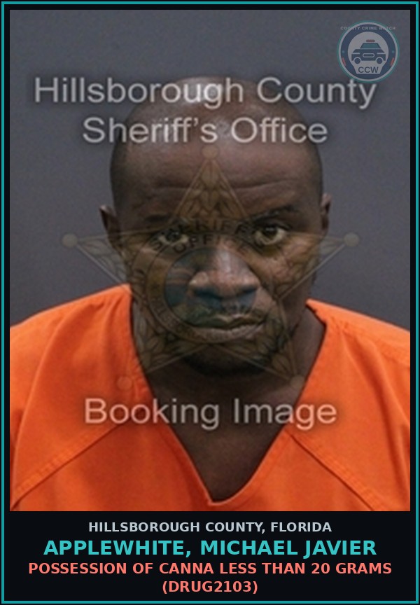 Booking mugshot of APPLEWHITE, MICHAEL JAVIER in Hillsborough County