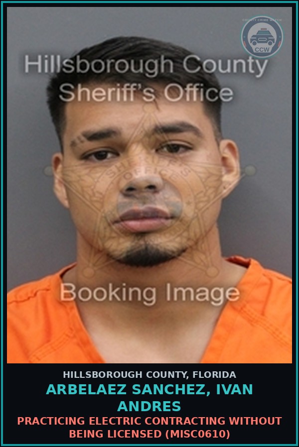 Booking mugshot of ARBELAEZ SANCHEZ, IVAN ANDRES in Hillsborough County