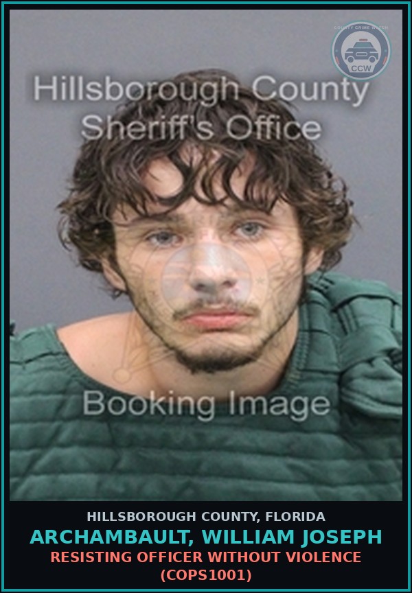 Booking mugshot of ARCHAMBAULT, WILLIAM JOSEPH in Hillsborough County
