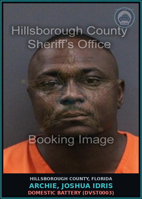 Booking mugshot of ARCHIE, JOSHUA IDRIS in Hillsborough County
