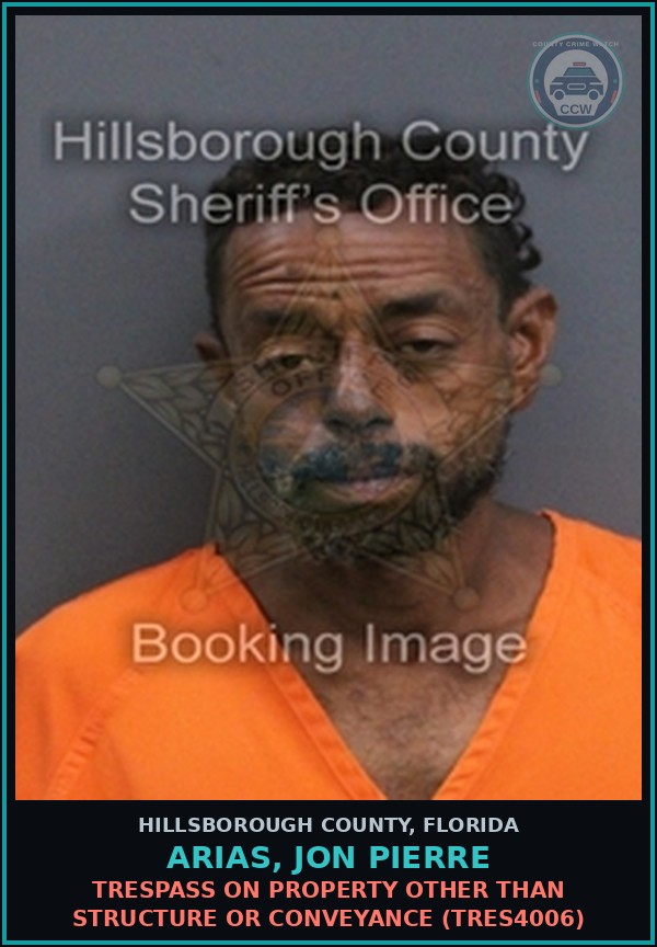 Booking mugshot of ARIAS, JON PIERRE in Hillsborough County
