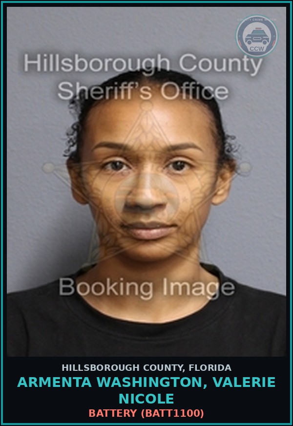 Booking mugshot of ARMENTA WASHINGTON, VALERIE NICOLE in Hillsborough County