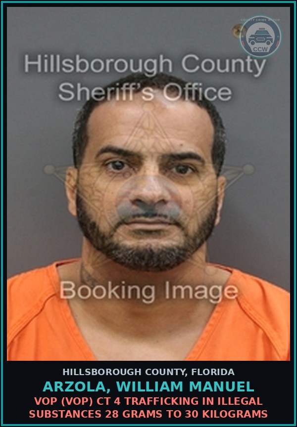 Booking mugshot of ARZOLA, WILLIAM MANUEL in Hillsborough County