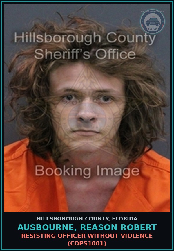Booking mugshot of AUSBOURNE, REASON ROBERT in Hillsborough County