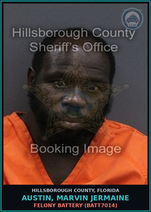 Booking mugshot of AUSTIN, MARVIN JERMAINE in Hillsborough County