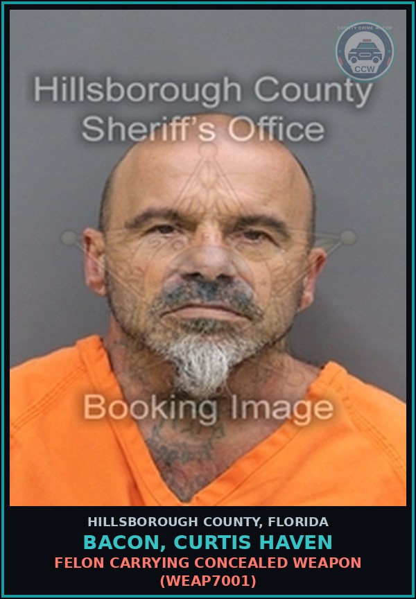 Booking mugshot of BACON, CURTIS HAVEN in Hillsborough County