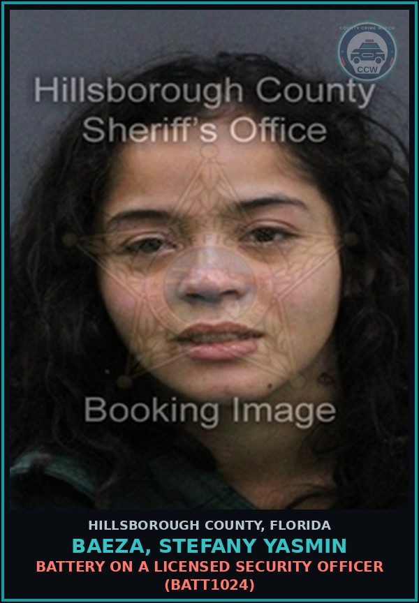Booking mugshot of BAEZA, STEFANY YASMIN in Hillsborough County