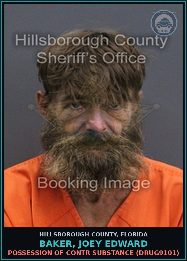 Booking mugshot of BAKER, JOEY EDWARD in Hillsborough County