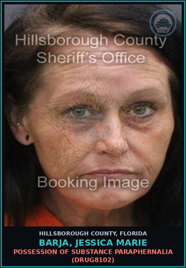 Booking mugshot of BARJA, JESSICA MARIE in Hillsborough County