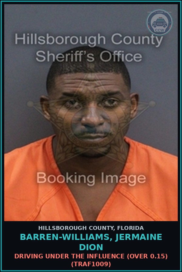Booking mugshot of BARREN-WILLIAMS, JERMAINE DION in Hillsborough County