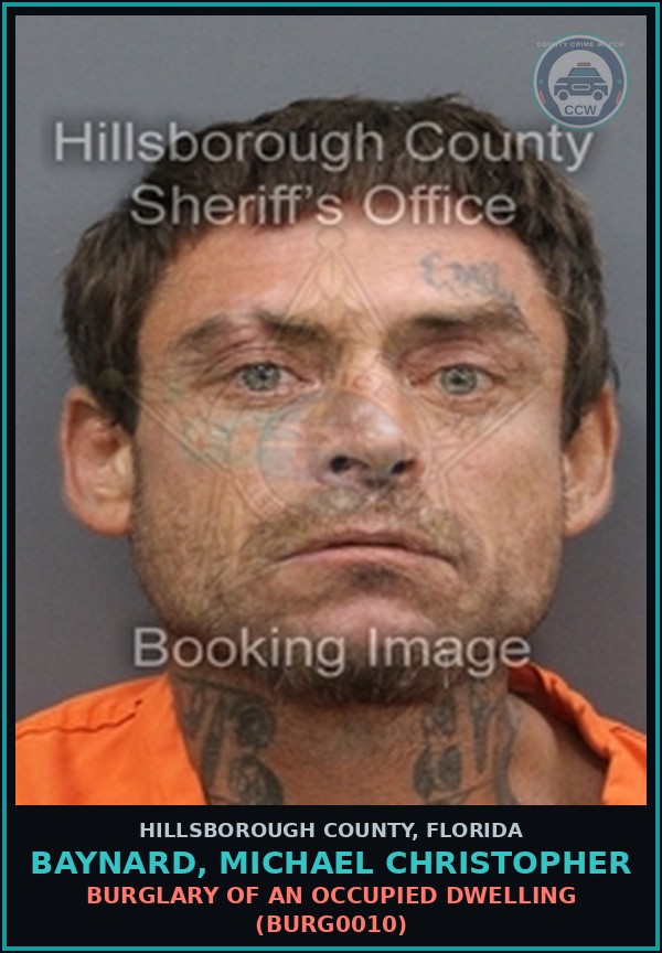Booking mugshot of BAYNARD, MICHAEL CHRISTOPHER in Hillsborough County