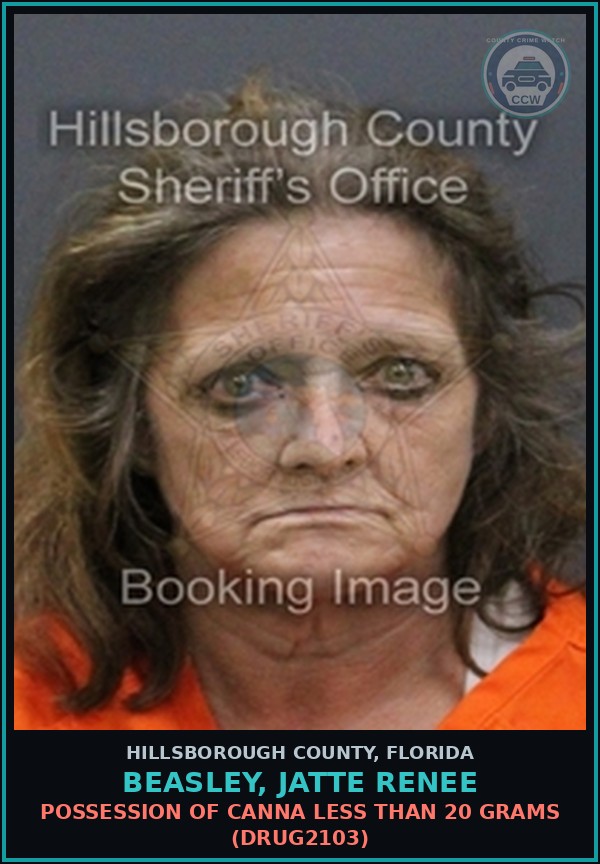 Booking mugshot of BEASLEY, JATTE RENEE in Hillsborough County