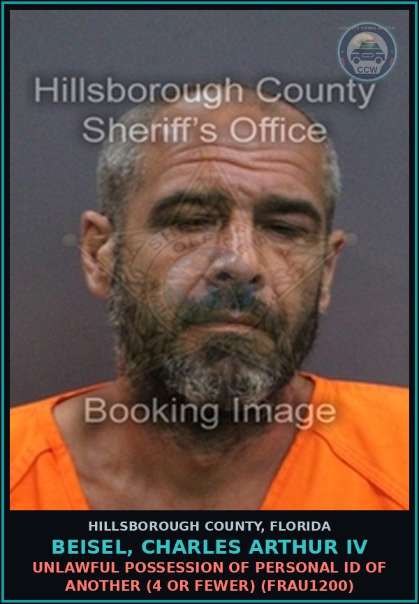 Booking mugshot of BEISEL, CHARLES ARTHUR IV in Hillsborough County