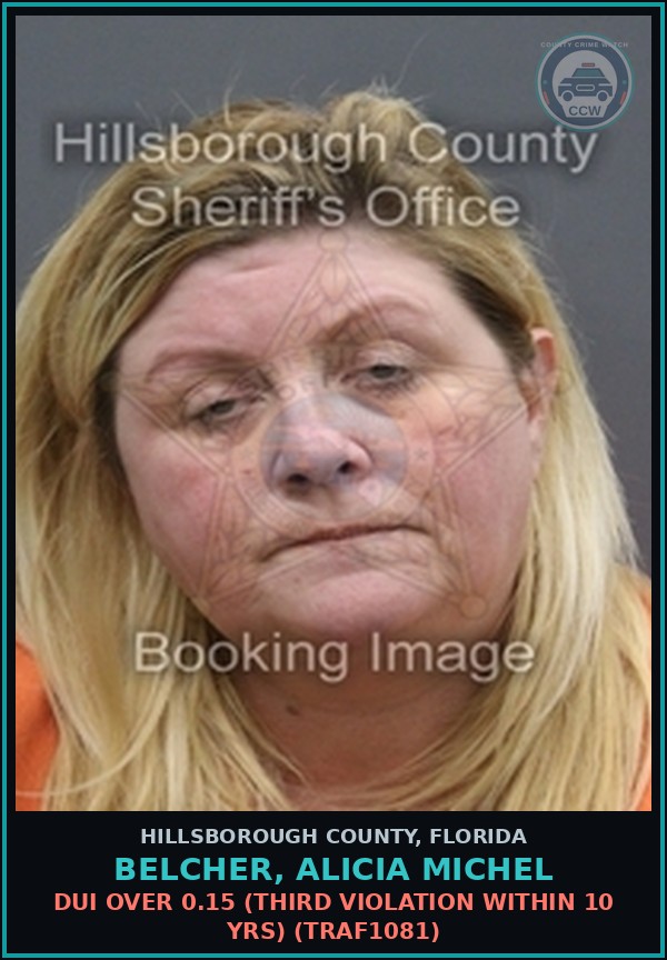 Booking mugshot of BELCHER, ALICIA MICHEL in Hillsborough County