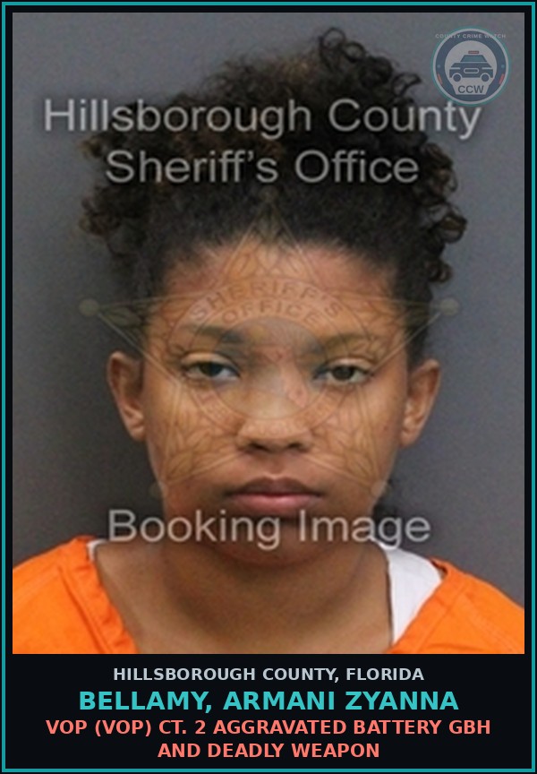 Booking mugshot of BELLAMY, ARMANI ZYANNA in Hillsborough County
