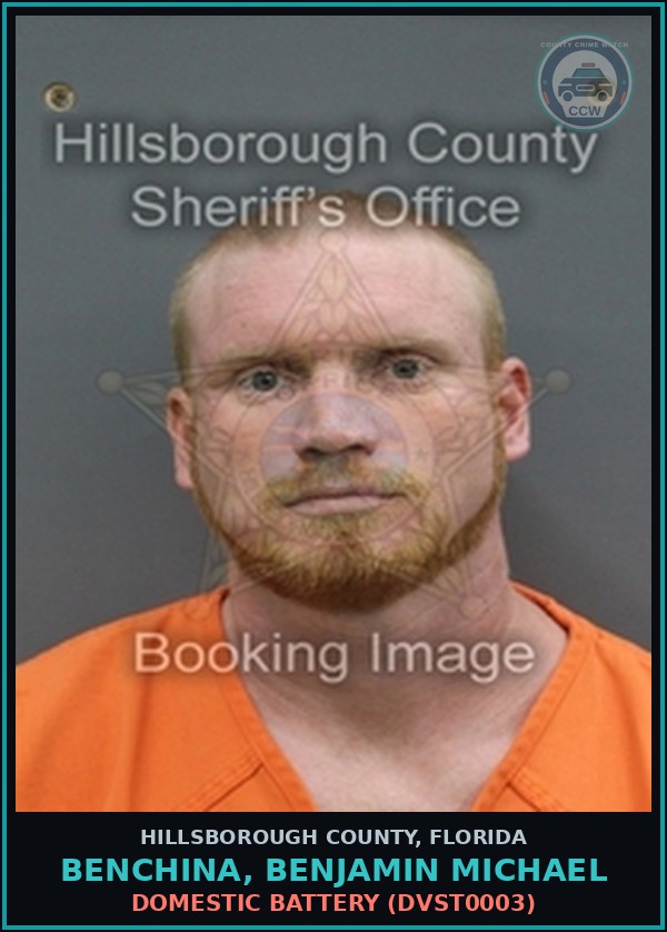 Booking mugshot of BENCHINA, BENJAMIN MICHAEL in Hillsborough County