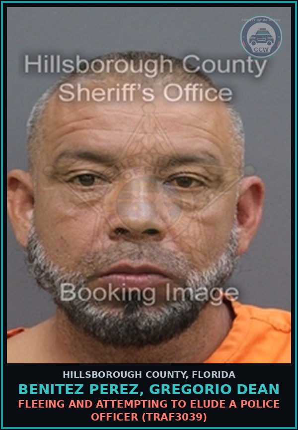 Booking mugshot of BENITEZ PEREZ, GREGORIO DEAN in Hillsborough County