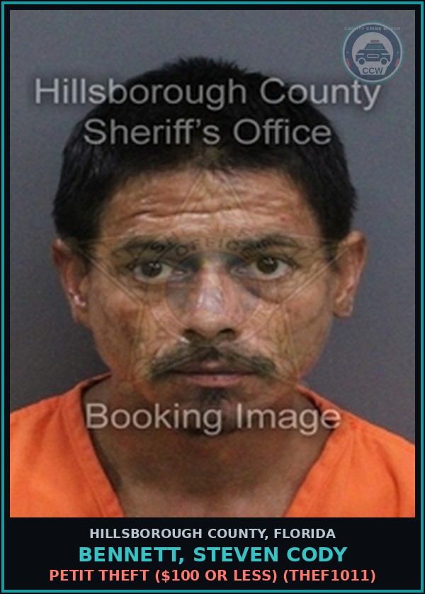 Booking mugshot of BENNETT, STEVEN CODY in Hillsborough County