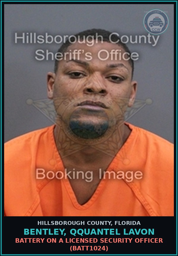 Booking mugshot of BENTLEY, QQUANTEL LAVON in Hillsborough County
