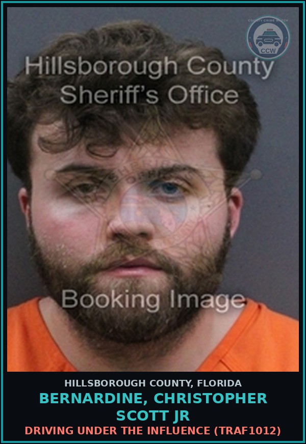 Booking mugshot of BERNARDINE, CHRISTOPHER SCOTT JR in Hillsborough County