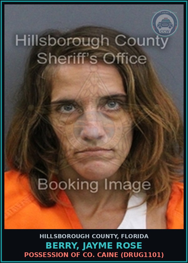 Booking mugshot of BERRY, JAYME ROSE in Hillsborough County