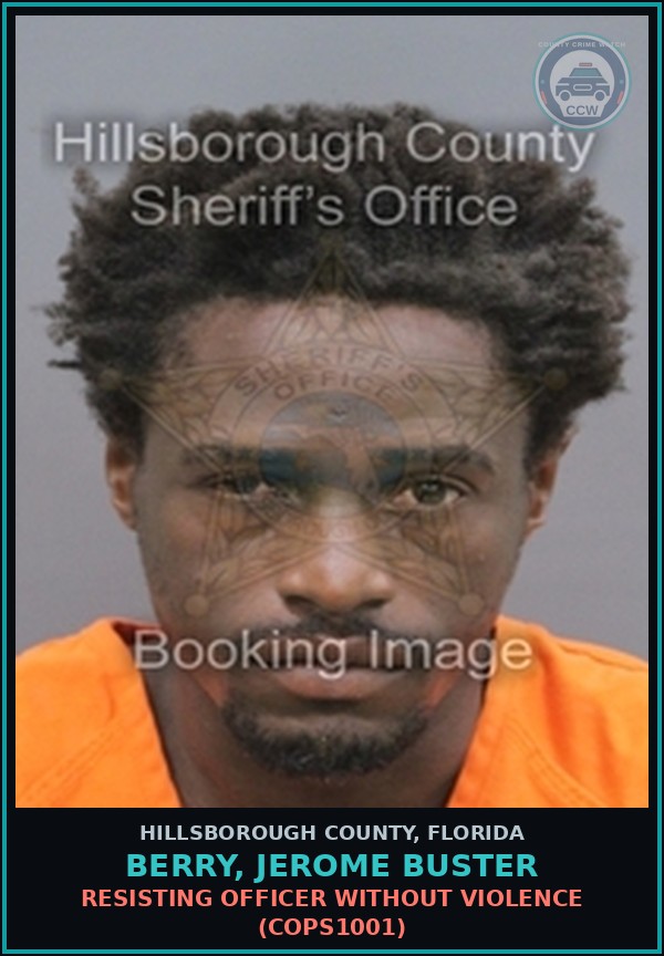 Booking mugshot of BERRY, JEROME BUSTER in Hillsborough County