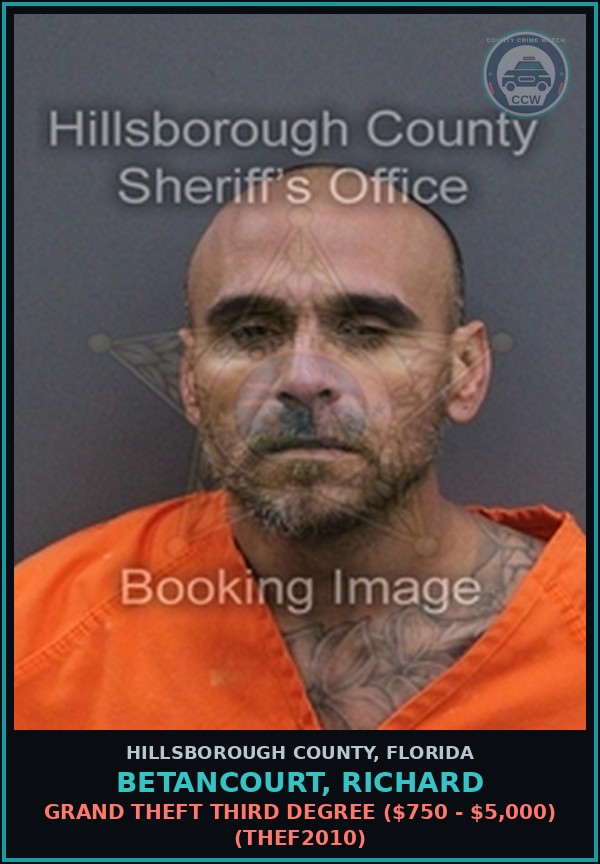 Booking mugshot of BETANCOURT, RICHARD in Hillsborough County