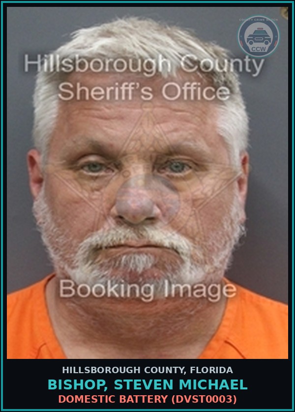Booking mugshot of BISHOP, STEVEN MICHAEL in Hillsborough County